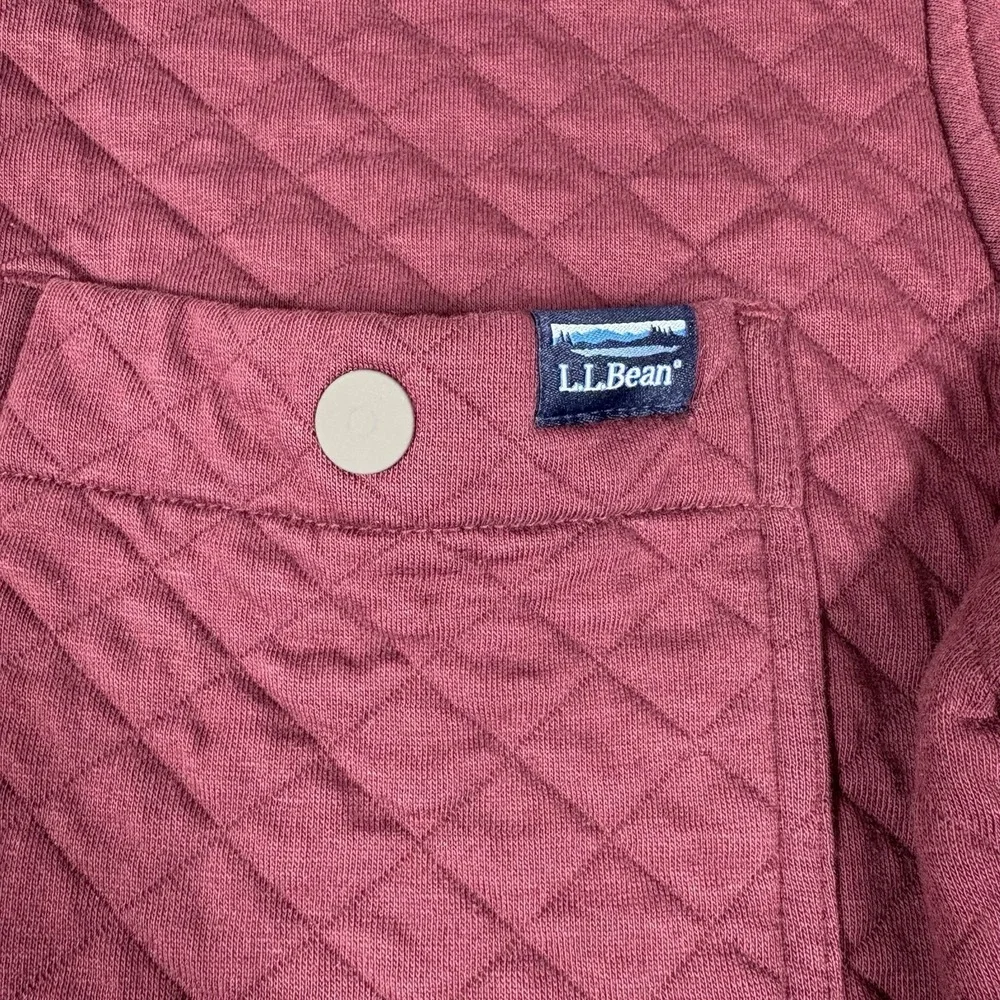 LL Bean Mens XL Traditional Fit Quilted Sweatshirt Snap Overshirt Shacket Maroon